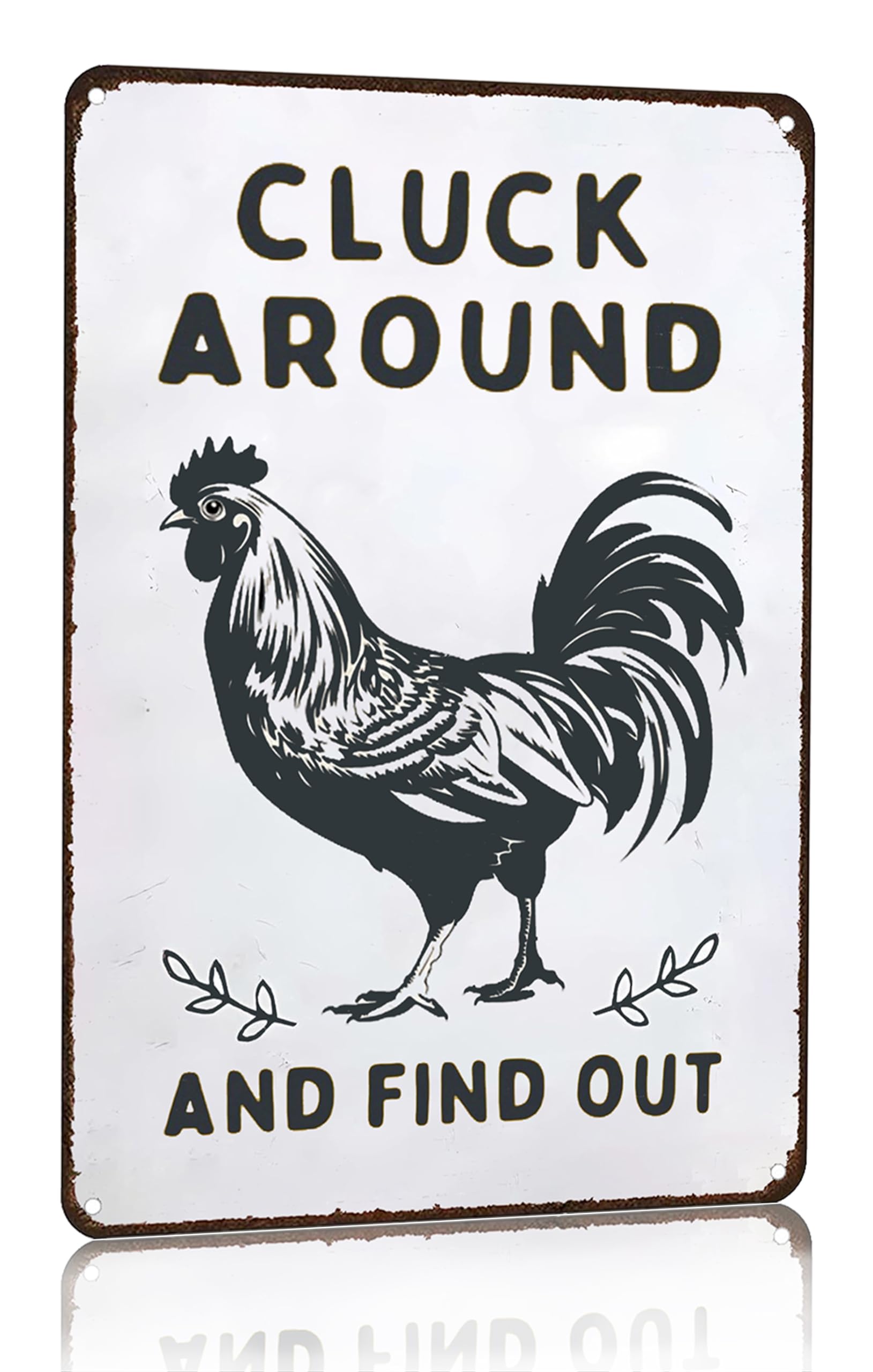 Smilelife Funny Gifts for Women Chicken Lovers Farm Enthusiasts An Old Rooster And A Cute Chick Live Here Chicken Tin Sign for Chicken Coop Farm Kitchen Garden Yard Decor 8 X 12 Inch (3821)