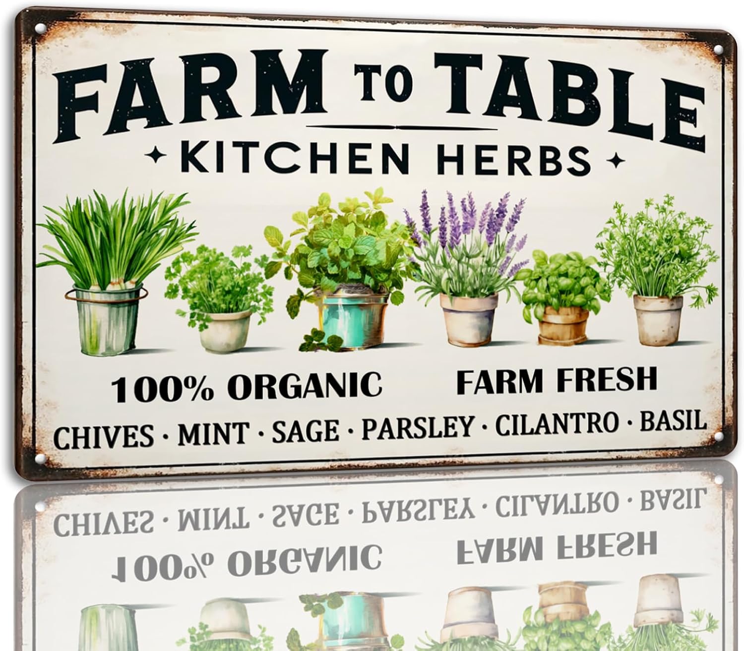 Generic Kitchen Herbs Metal Sign Farm To Table Tin Sign Vintage Wall Art Decor For Kitchen Garden Farmhouse 8x12 Inch