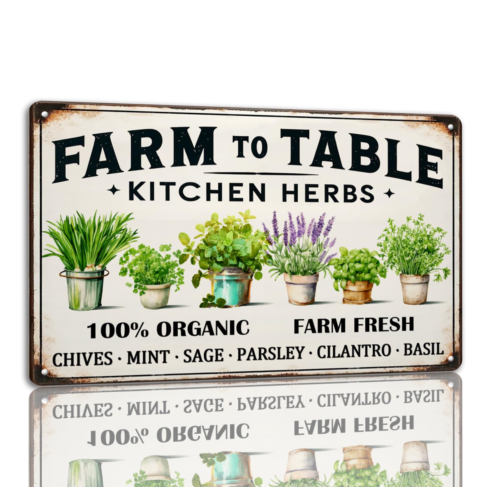Generic Kitchen Herbs Metal Sign Farm To Table Tin Sign Vintage Wall Art Decor For Kitchen Garden Farmhouse 8x12 Inch