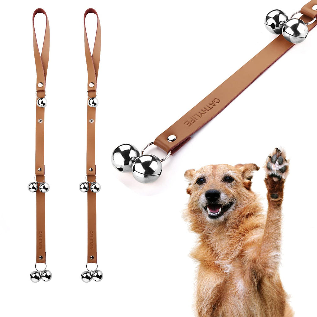 Leather Dog Doorbells for Door Knob, Adjustable Brass Potty Training Bells for Puppy to Go Outside, Easy Dog Door Bell for Potty Training