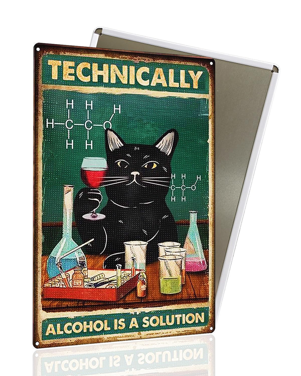 Vintage Black Cat Metal Sign, That's What I Do I Bake And I Know Things Funny Cat Sign Wall Decor for Bedroom Bathroom Retro Metal Tin Sign, Metal Cat Sign Home Decor For Cat Lovers 8x12â€³