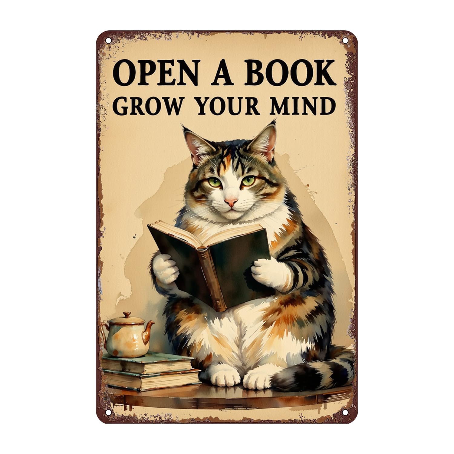 Funny Accountant Cat Tin Sign Wall Decor - 12x8 Inch Metal Vintage Humor Wall Art for Office, Study Room, Workspace, Finance Lovers Gift for Accountants