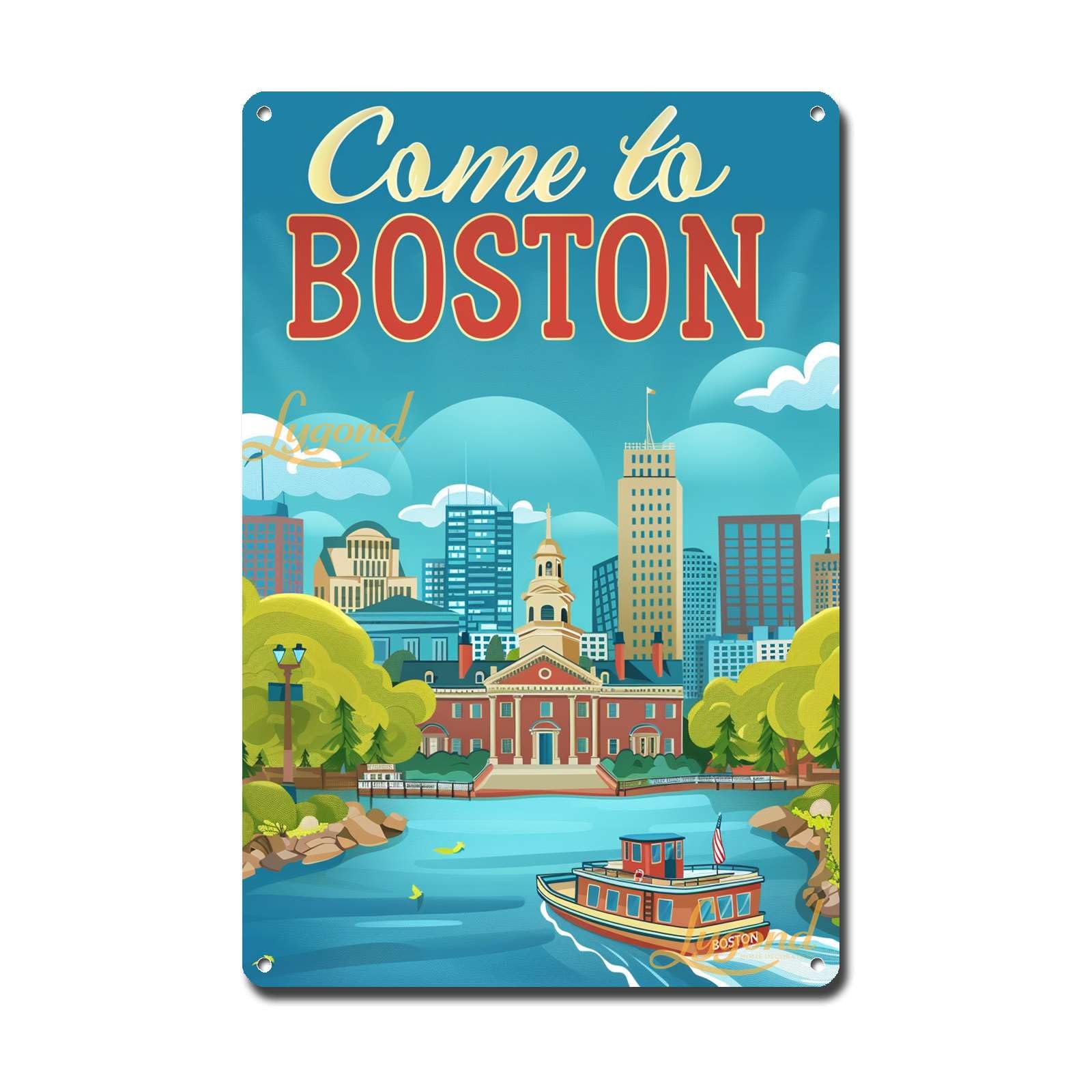 Lygond Metal Sign Tin Sign Vintage Wall Art Come to Chicago Travel Greenhouse Decor for Gift 8×12 Inches