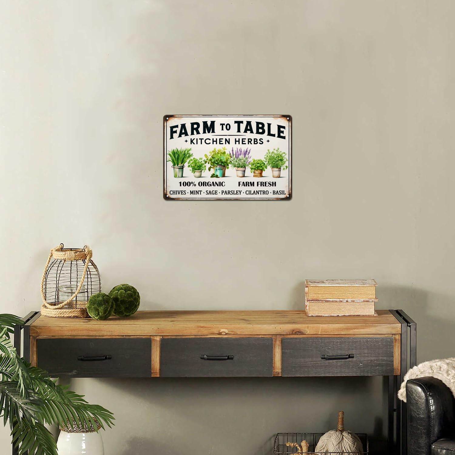 Generic Kitchen Herbs Metal Sign Farm To Table Tin Sign Vintage Wall Art Decor For Kitchen Garden Farmhouse 8x12 Inch