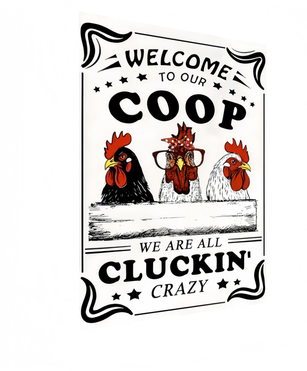 Funny Chicken Sign – Retro Tin Sign for Coop, Farmhouse, or Kitchen Wall, Cute Farm Animal Decor for Chicken Lovers, 12x8 Inch