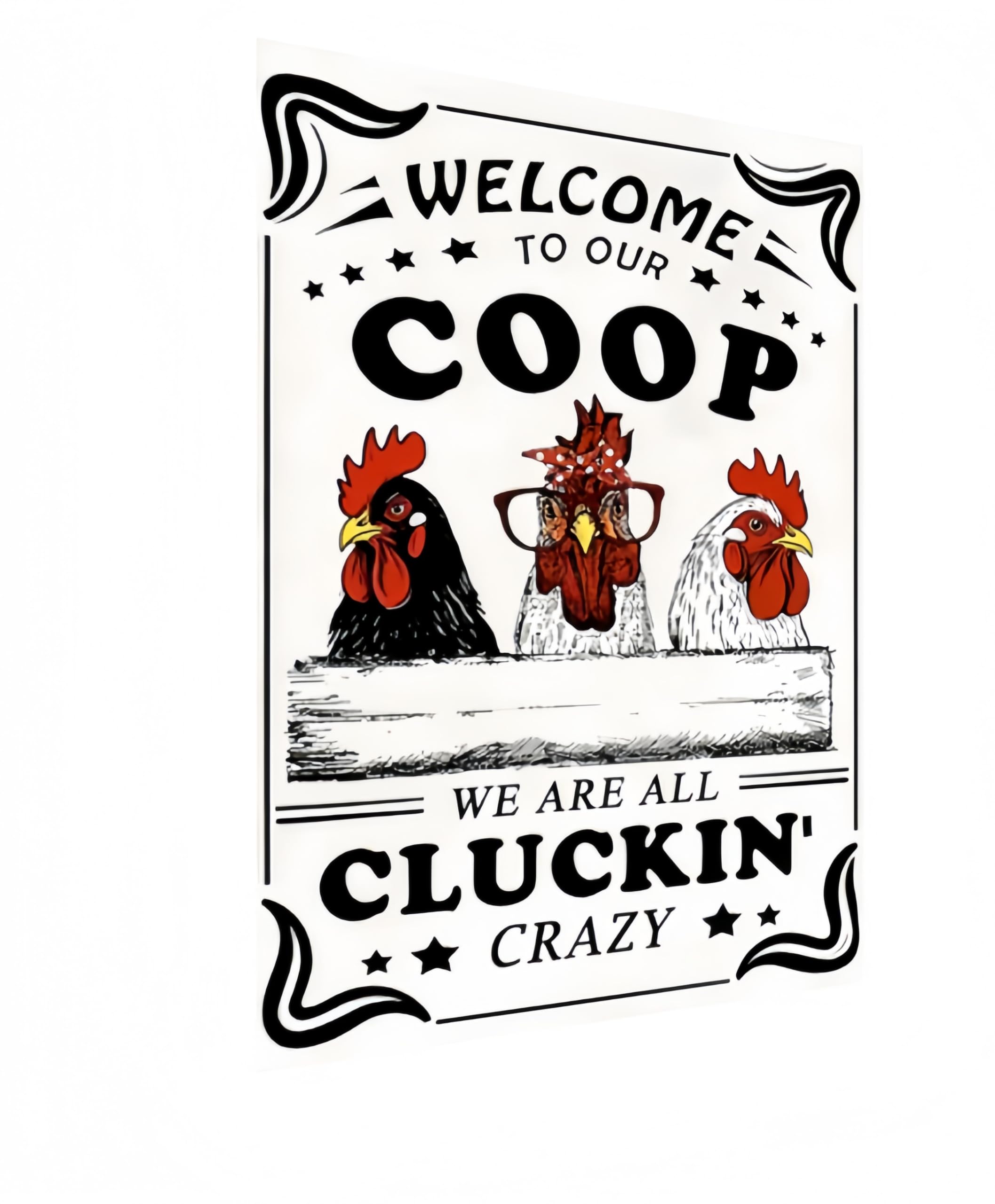 Funny Chicken Sign – Retro Tin Sign for Coop, Farmhouse, or Kitchen Wall, Cute Farm Animal Decor for Chicken Lovers, 12x8 Inch