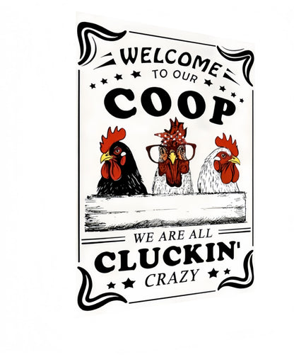 Funny Chicken Sign – Retro Tin Sign for Coop, Farmhouse, or Kitchen Wall, Cute Farm Animal Decor for Chicken Lovers, 12x8 Inch