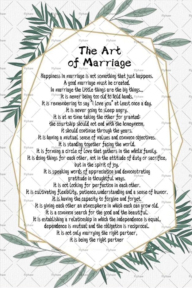The Art Of Marriage Tin Signs Wall Art Happiness in Marriage Is Not Something That Just Happiness Tin Poster 8x12 inch