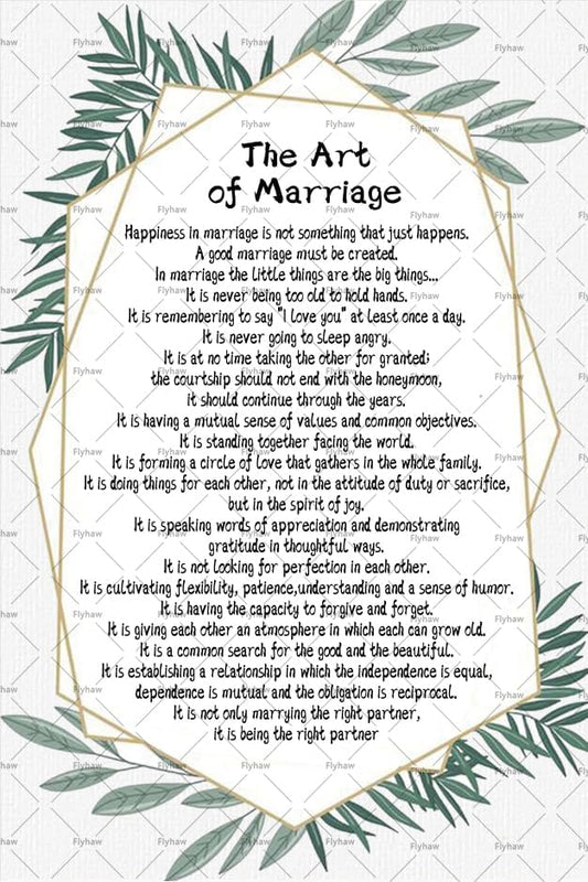 The Art Of Marriage Tin Signs Wall Art Happiness in Marriage Is Not Something That Just Happiness Tin Poster 8x12 inch