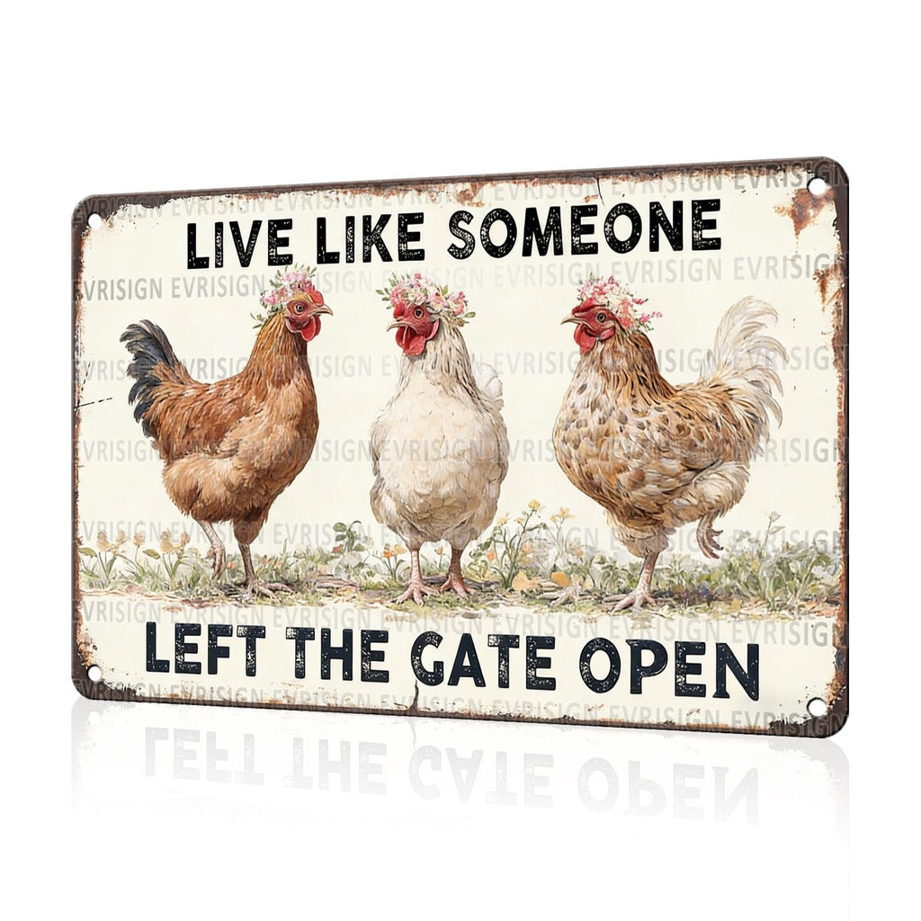 Funny Chicken Faith & Farmhouse Gifts Just A Girl Who Loves Jesus&Chickens Vintage Tin Sign for Farm Kitchen Garden or Cottage Wall 8x12Inch