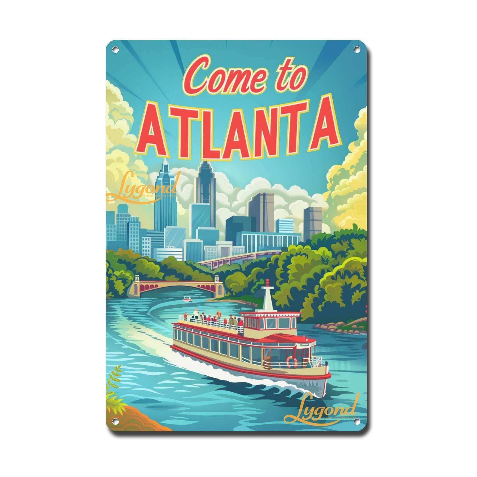 Lygond Metal Sign Tin Sign Vintage Wall Art Come to Chicago Travel Greenhouse Decor for Gift 8×12 Inches