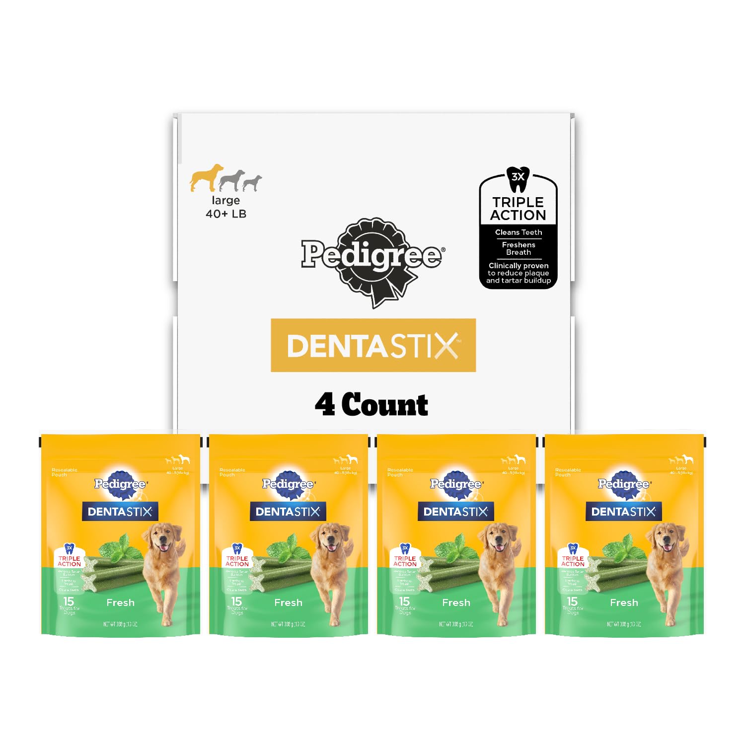 Pedigree Dentastix Large Dog Treats, Original, Beef & Fresh, 2.73 lb. Variety Pack (51 Treats Total)