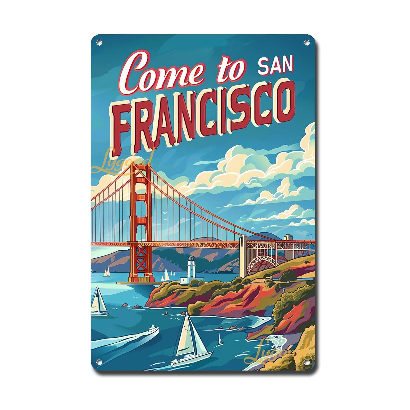 Lygond Metal Sign Tin Sign Vintage Wall Art Come to Chicago Travel Greenhouse Decor for Gift 8×12 Inches