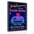 Gaming Room Metal Signs Decor- Cool Metal Tin Sign Wall Art Decor"Welcome to the Game Room", Gamer Room Tin Sign Gift for Boy, Girl, Boyfriend,12x8 inch