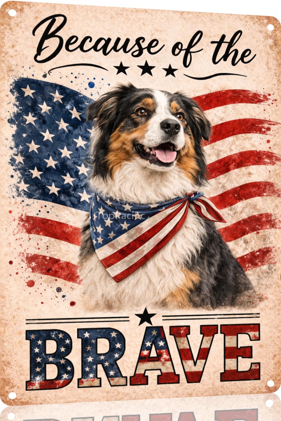 Patriotic Brittany-Spaniel Funny Tin Sign 12x8 Inch Vintage Metal Wall 4th of July Independence Day Art Retro Humor for Bathroom Kitchen Bedroom Room Home Gift Decoration(58978)