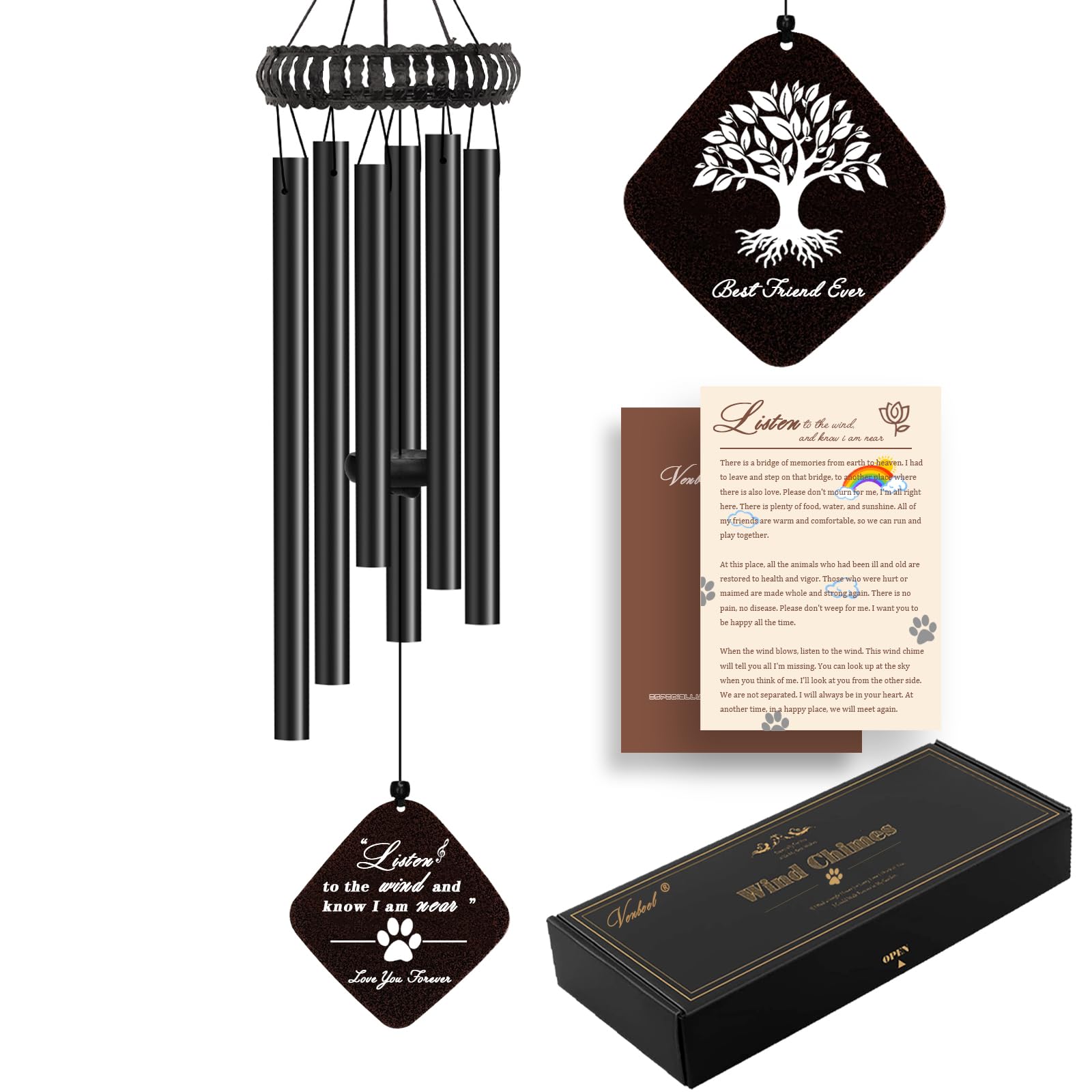 Dog Memorial Gifts, 28" Pet Memorial Wind Chimes, Loss of Dog Sympathy Gift, Pet Loss Passing Away Remembrance Bereavement Gift
