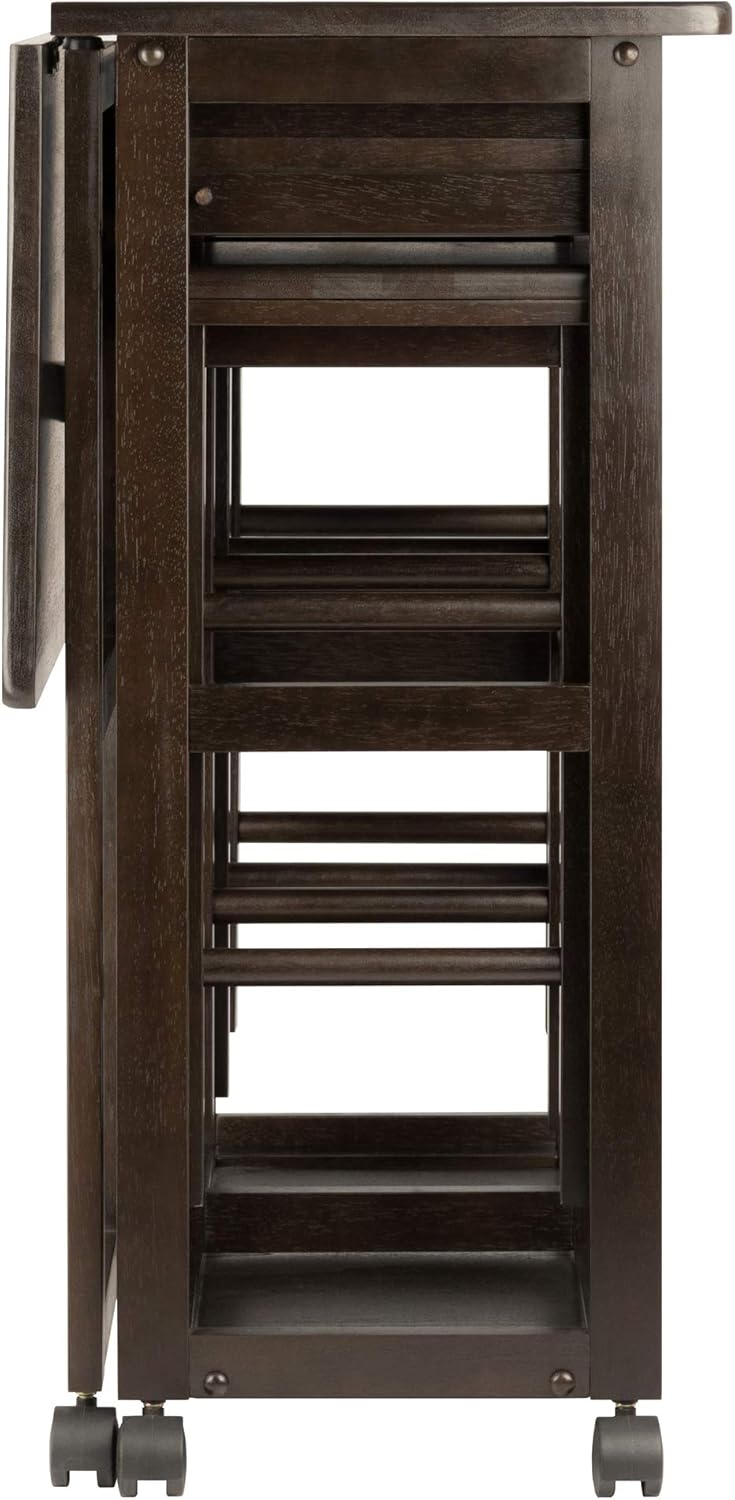 Winsome Suzanne Kitchen Table Set with Stools, 33" in Coffee, Convenient Sturdy Mobile Kitchen & Dining Room Table & Chairs with Storage for Small Spaces, Dorms, Apartments