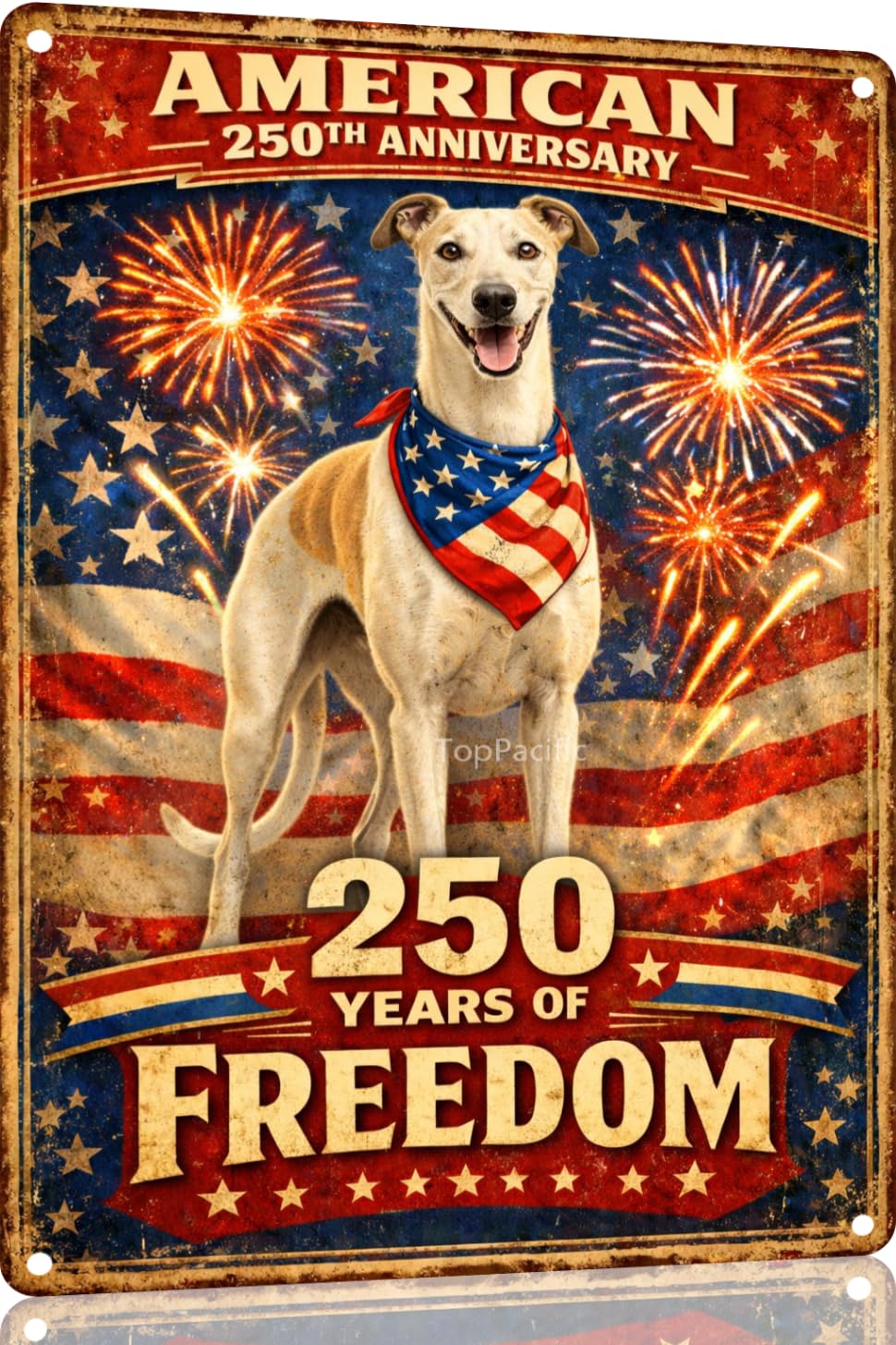 American 250th Anniversary Border Collie Funny Tin Sign 12x8 Inch Independence Day Vintage Metal Wall Art Retro Humor for Kitchen Bedroom Room Home Gift Decoration(59342)