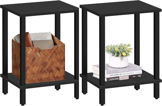 TUTOTAK End Table, Set of 2, Side Table, Nightstand, 2-Tier Storage Shelf, Sofa Table for Small Space, Living Room, Bed Room TB01BK035