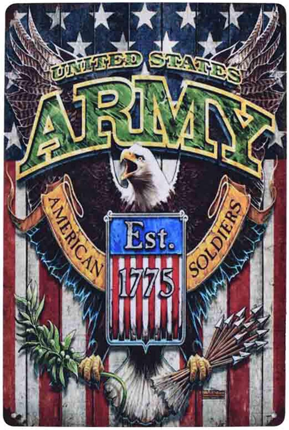 Tin Sign For Us Army Logo Est 1775 Funny Signs Retro Vintage Bar Sign Country Home Decor Metal Plaque Poster 8X12Inch
