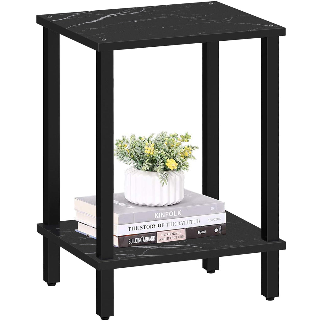 TUTOTAK End Table, Set of 2, Side Table, Nightstand, 2-Tier Storage Shelf, Sofa Table for Small Space, Living Room, Bed Room TB01BK035