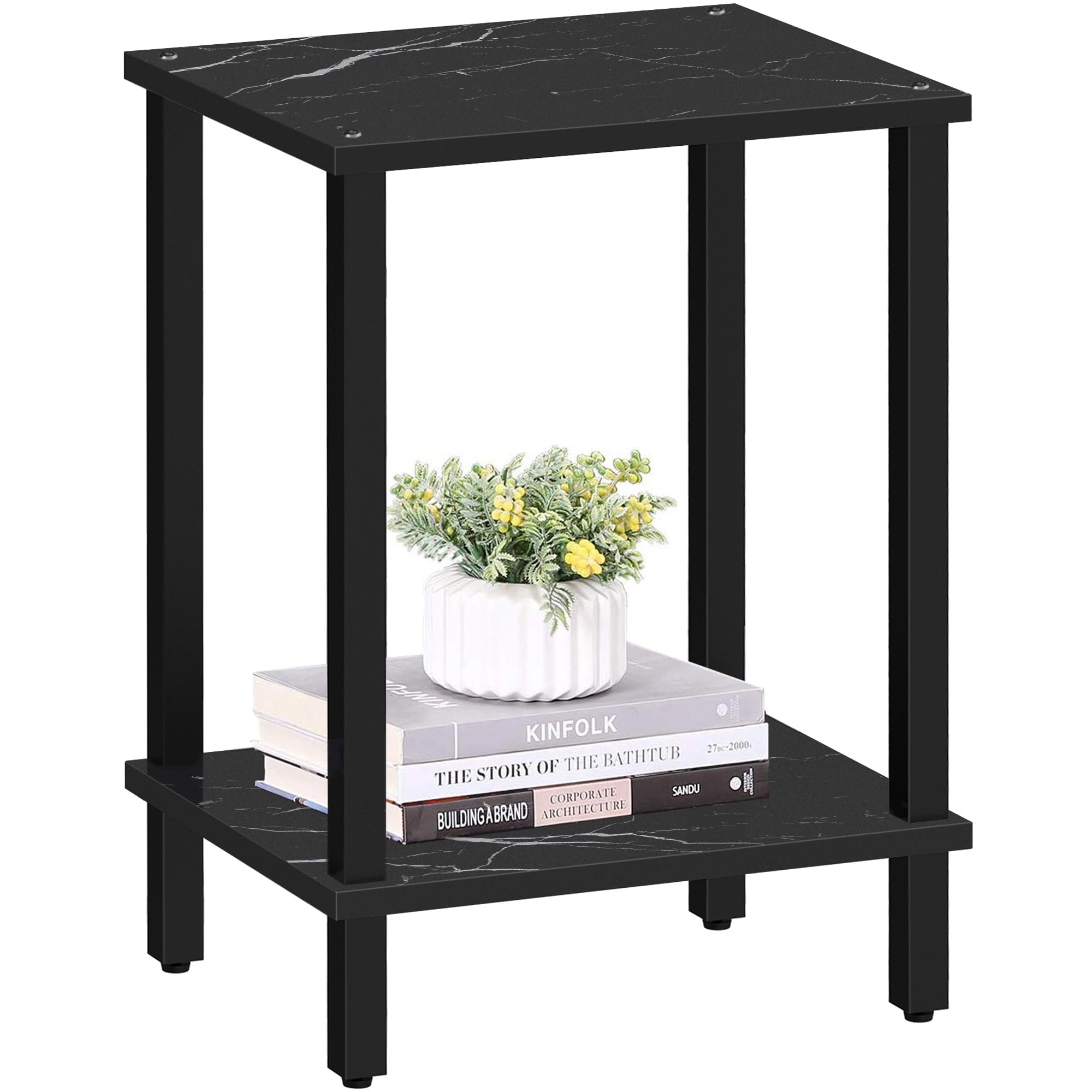 TUTOTAK End Table, Set of 2, Side Table, Nightstand, 2-Tier Storage Shelf, Sofa Table for Small Space, Living Room, Bed Room TB01BK035