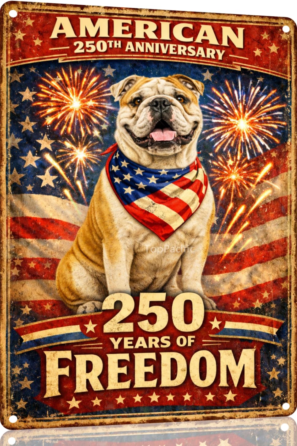 American 250th Anniversary Border Collie Funny Tin Sign 12x8 Inch Independence Day Vintage Metal Wall Art Retro Humor for Kitchen Bedroom Room Home Gift Decoration(59342)