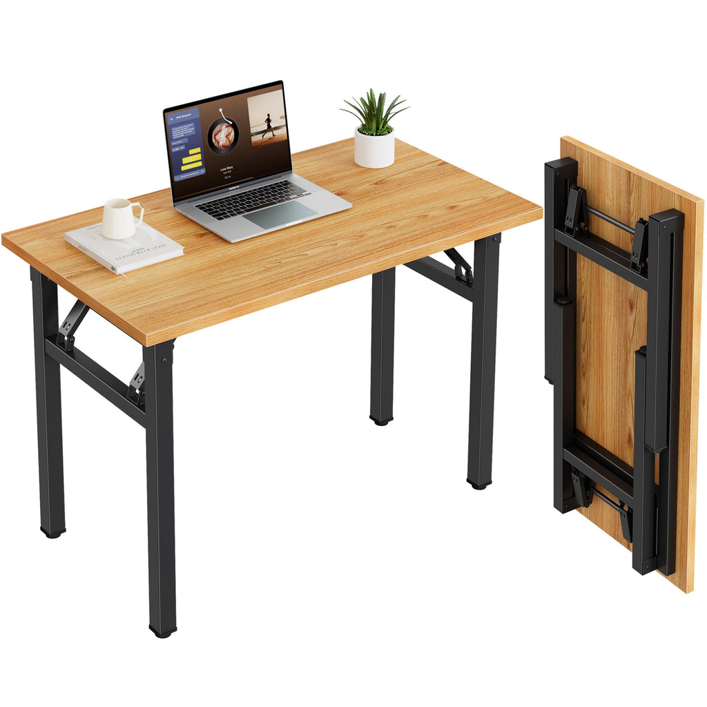 Need Folding Desk, 54 inch Large Computer Desk for Home Office, No Install Needed Study Student Writing Table Desk Workstation, Rustic Brown
