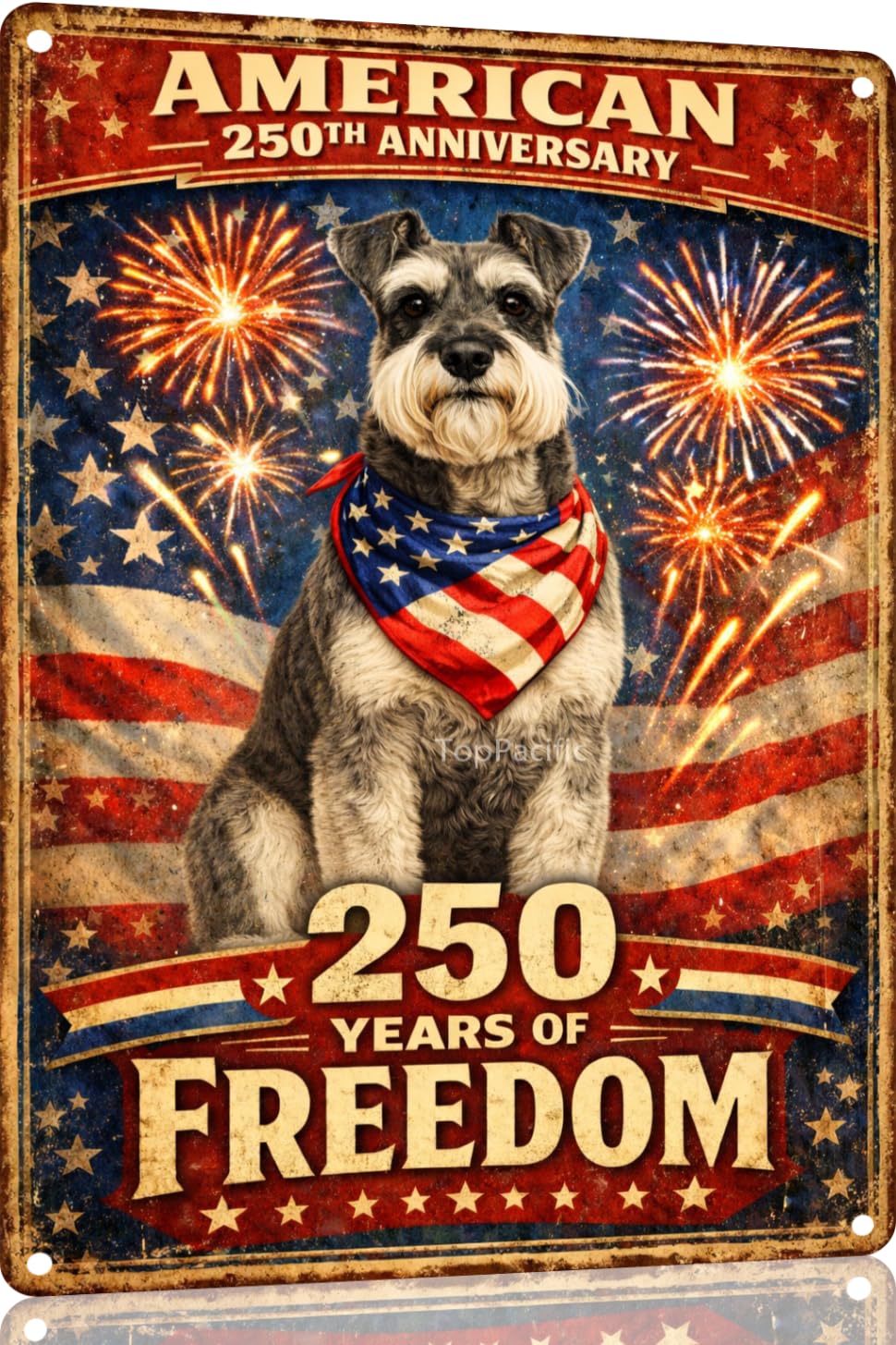 American 250th Anniversary Border Collie Funny Tin Sign 12x8 Inch Independence Day Vintage Metal Wall Art Retro Humor for Kitchen Bedroom Room Home Gift Decoration(59342)