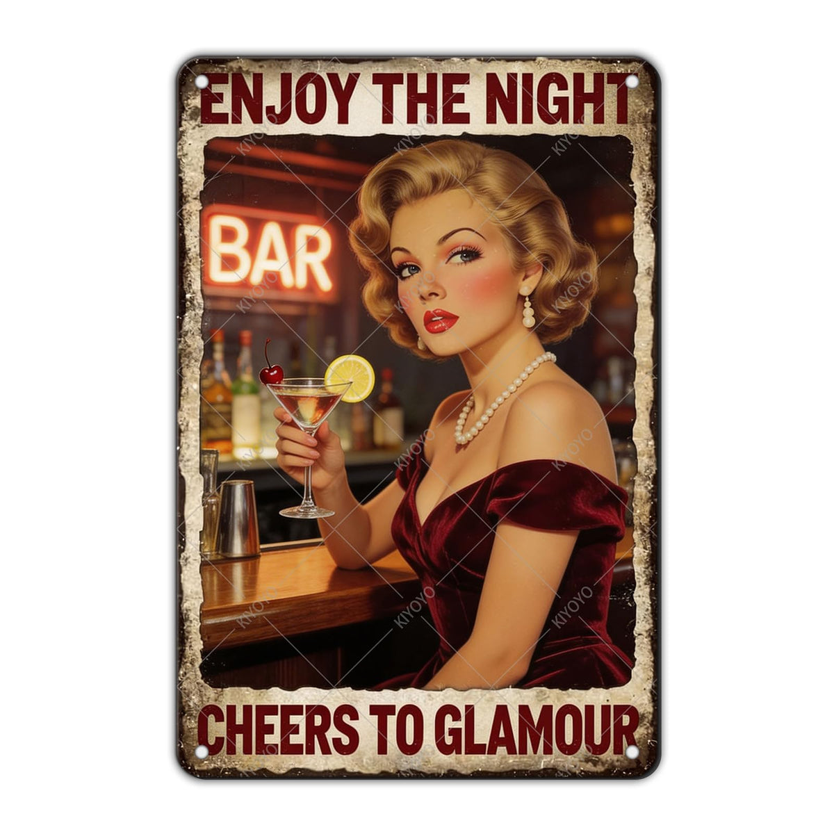 50s Pin up Girl Fishing Metal Tin Sign Open Fly Season Wall Decor Home Angler Cafes Lake House Seascape 12x8 Inch