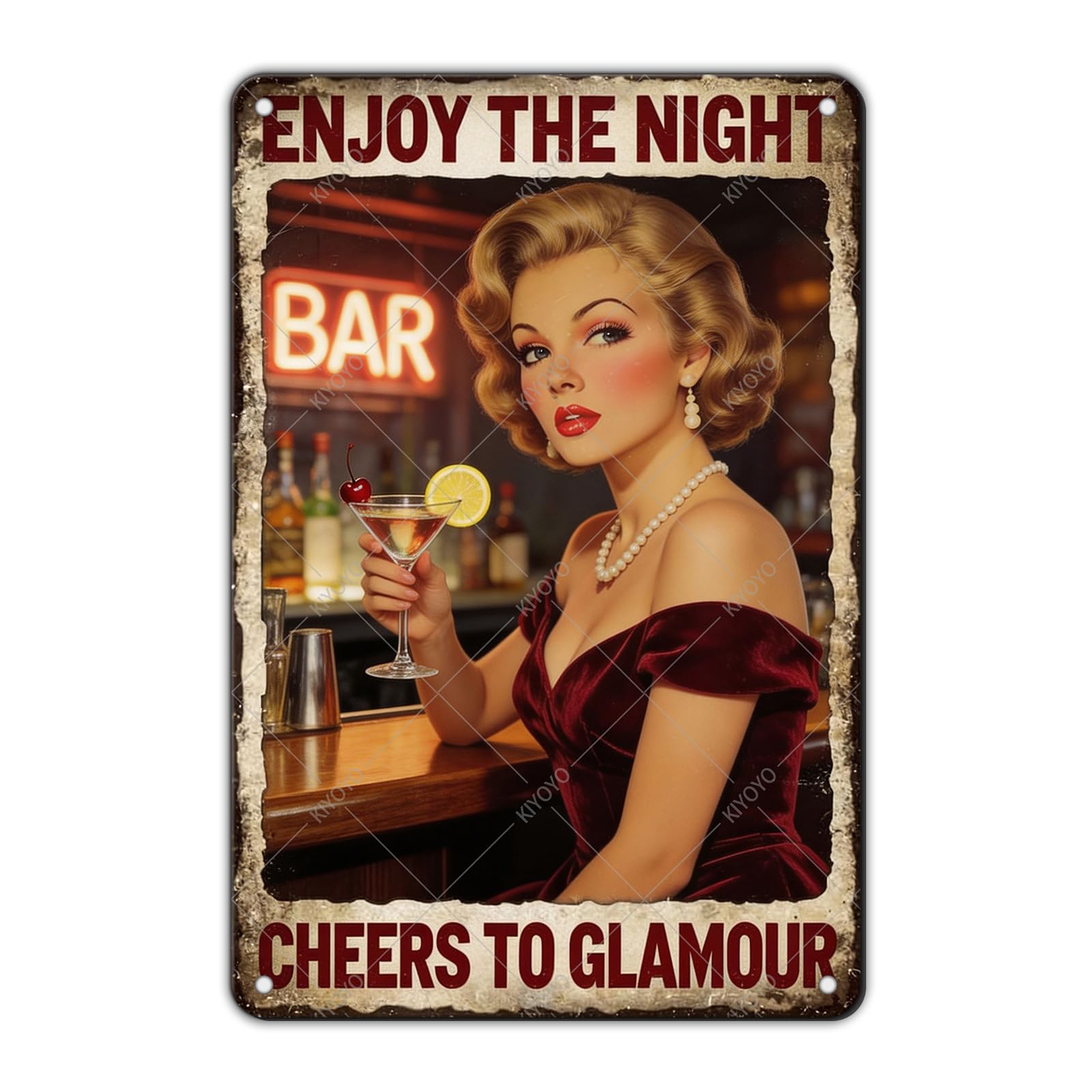 50s Pin up Girl Fishing Metal Tin Sign Open Fly Season Wall Decor Home Angler Cafes Lake House Seascape 12x8 Inch