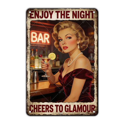 50s Pin up Girl Fishing Metal Tin Sign Open Fly Season Wall Decor Home Angler Cafes Lake House Seascape 12x8 Inch