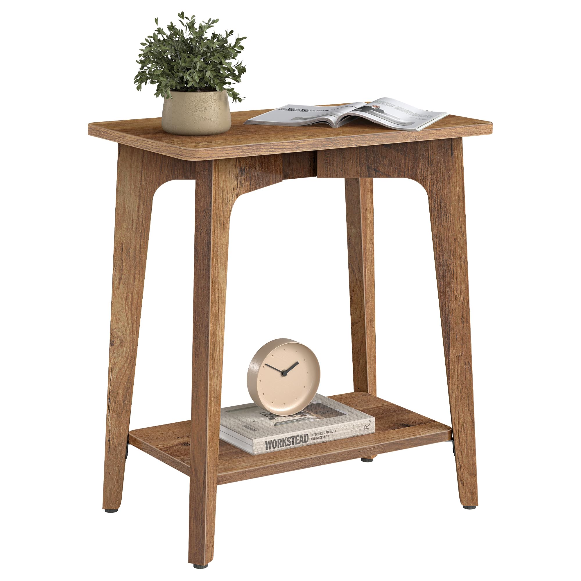 VASAGLE MAEZO Collection - Small Side Table, Round End Table, Nightstand with Tapered Legs, Curved Transitions, for Small Spaces, Living Room, Bedroom, Honey Brown ULET237KB01S