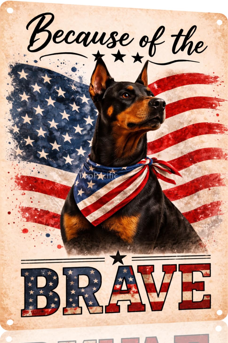 Patriotic Brittany-Spaniel Funny Tin Sign 12x8 Inch Vintage Metal Wall 4th of July Independence Day Art Retro Humor for Bathroom Kitchen Bedroom Room Home Gift Decoration(58978)