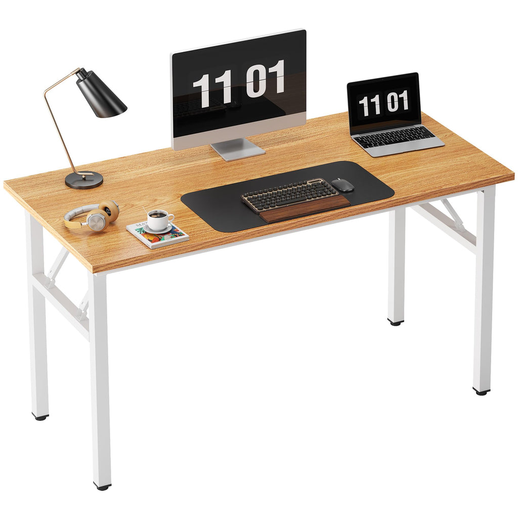 Need Folding Desk, 54 inch Large Computer Desk for Home Office, No Install Needed Study Student Writing Table Desk Workstation, Rustic Brown