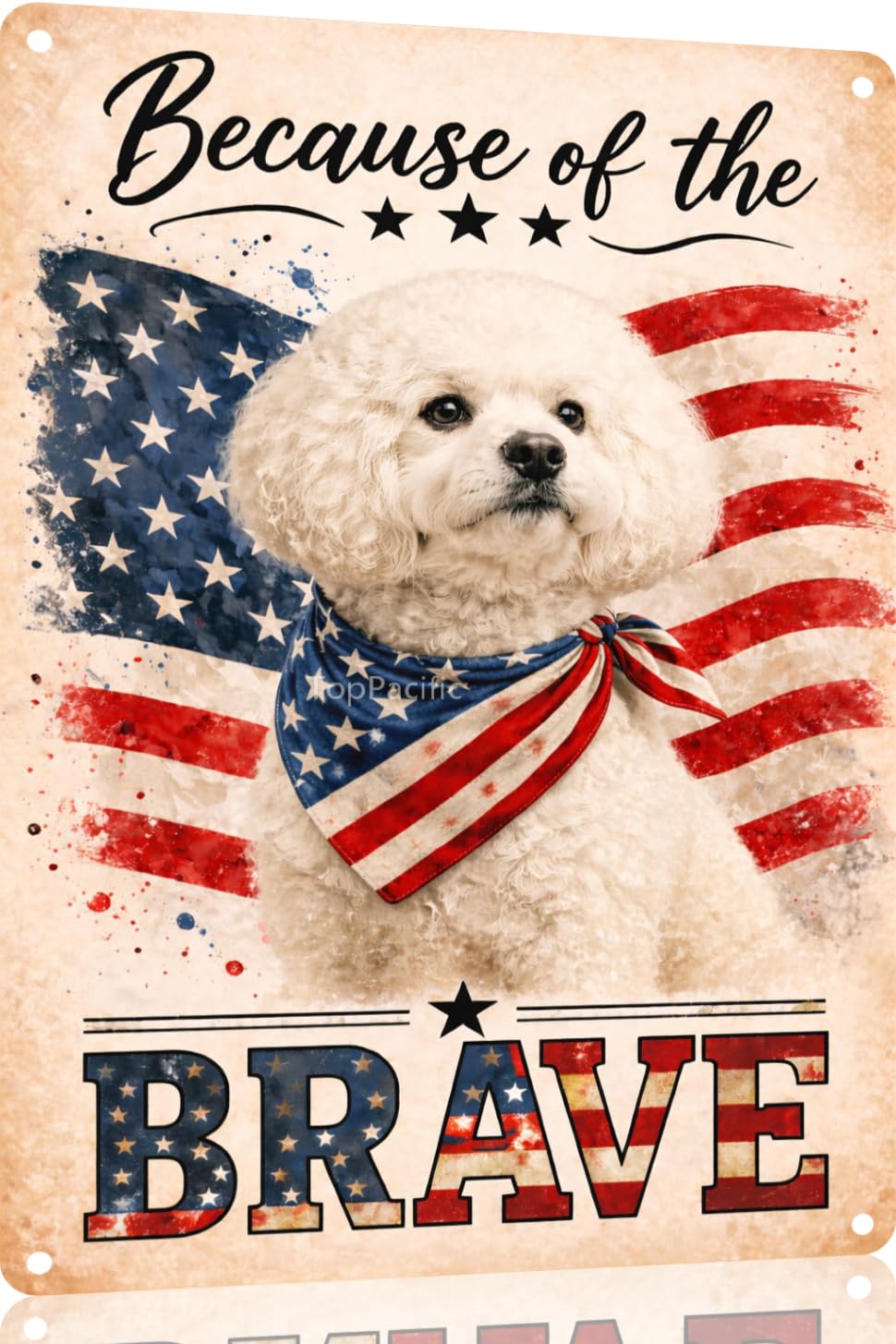 Patriotic Brittany-Spaniel Funny Tin Sign 12x8 Inch Vintage Metal Wall 4th of July Independence Day Art Retro Humor for Bathroom Kitchen Bedroom Room Home Gift Decoration(58978)