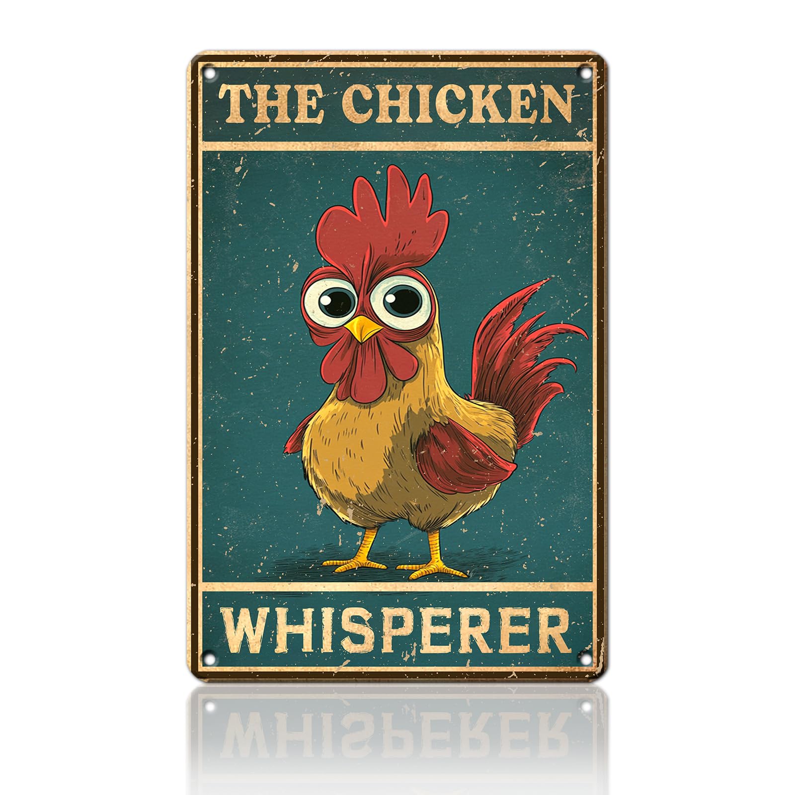 Vintage Fresh Eggs & Chicken Metal Sign Rustic Farm Eggs For Sale Tin Poster Home Kitchen Farmhouse Chicken Wall Decor 12x8 Inch