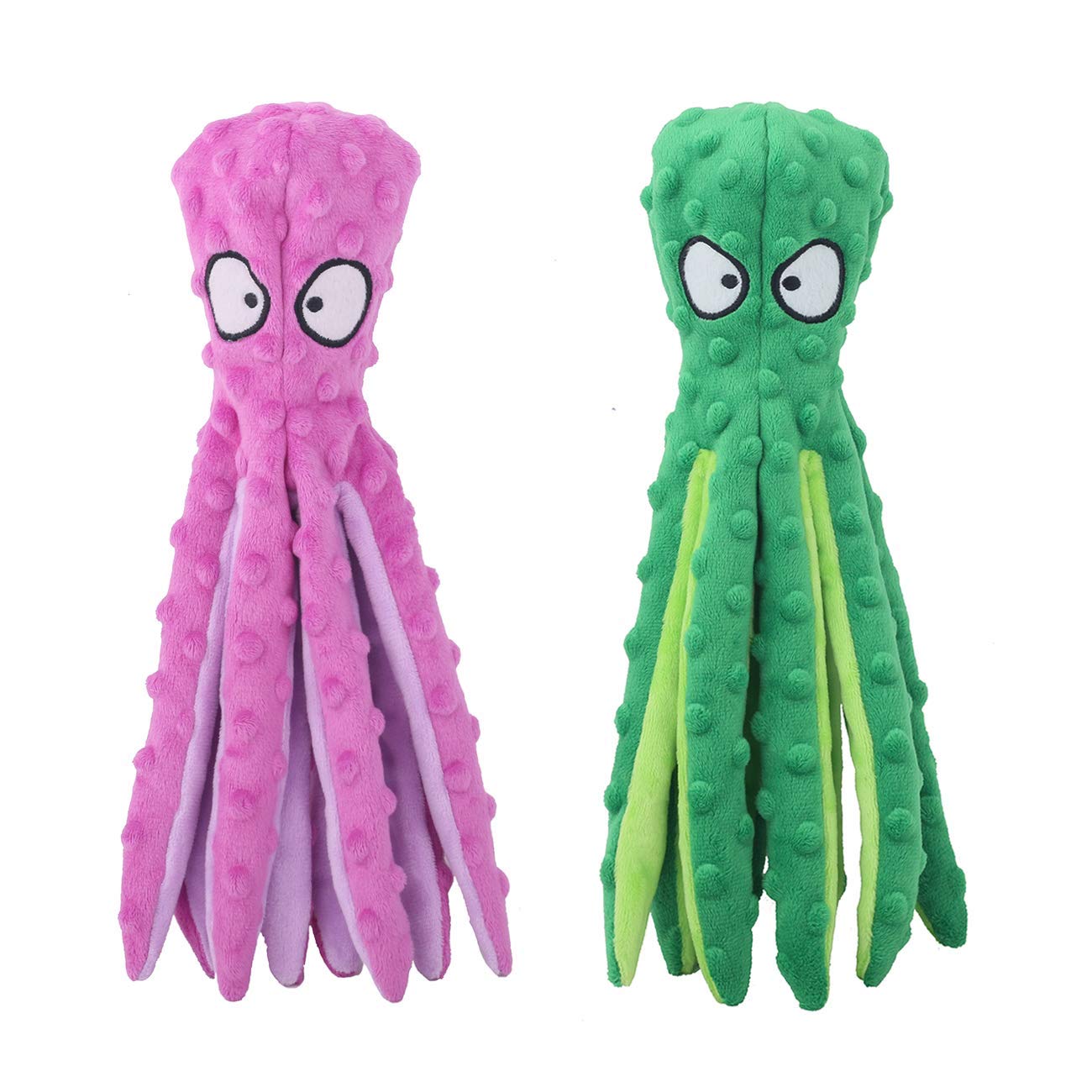 CPYOSN Dog Squeaky Toys Octopus - No Stuffing Crinkle Plush Toys for Puppy Teething, Durable Interactive Chew Toys for Small, Medium and Large Dogs Training and Reduce Boredom, 2 Pack