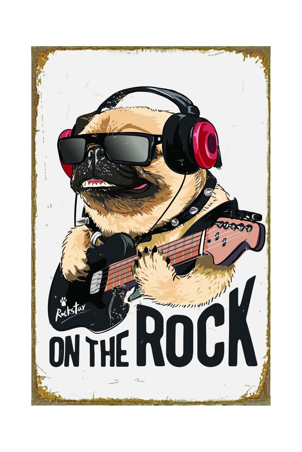 Music Tin Signs, Rock Bands Skull Metal Sign, Feel Alive, Guitar Poster Studio Wall Decor Plants Plaque for Home, Office, Bars, Restaurants, Cafes, Pubs 8 X 12 Inches