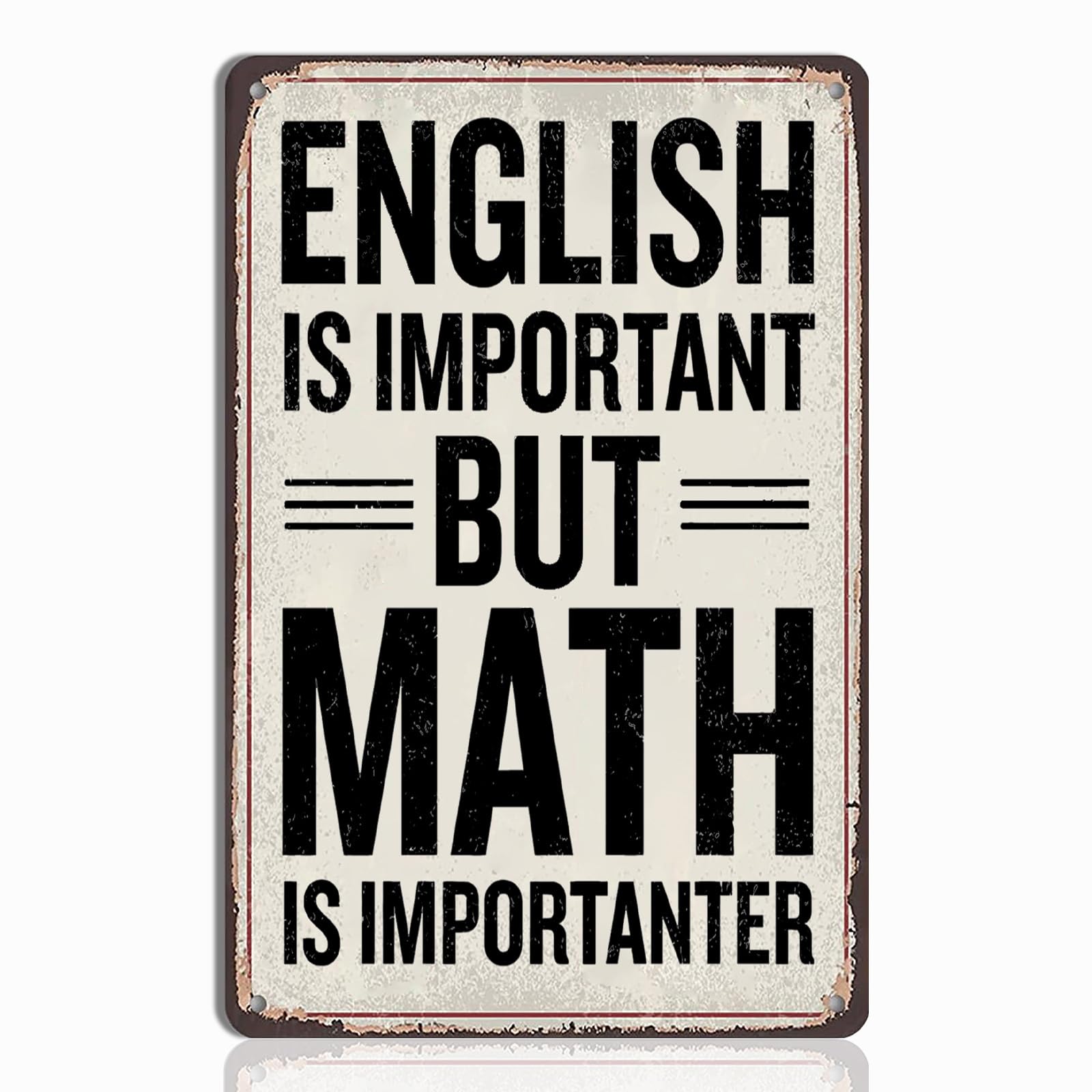 English Teacher Gifts - Funny Classroom Wall Hanging Tin Sign Decor, Ideal Gifts for English Teachers, High School & Middle School Classroom Wall Art, 8x12 Inch