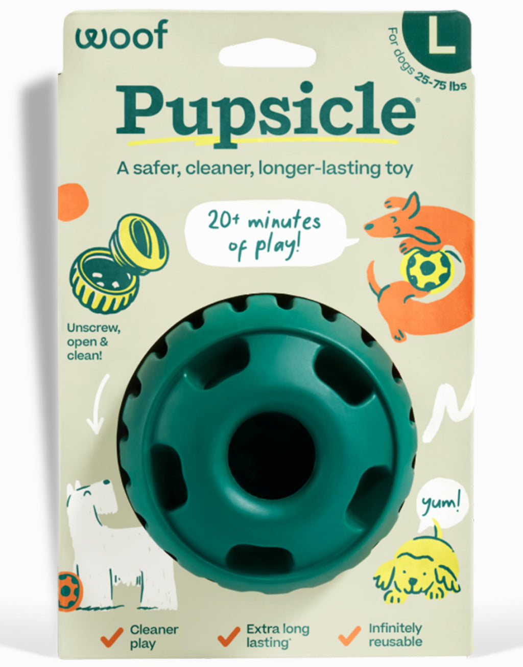 WOOF Party Pupsicle - Long-Lasting Interactive Dog Toys for Boredom - Low-Mess Design - Birthday Gifts for Dogs - Large Dog Toys - Party Pink
