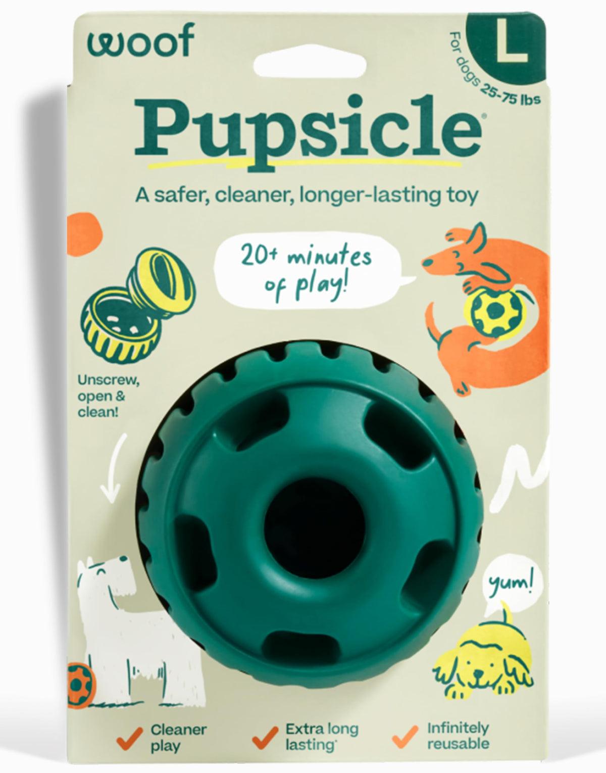 WOOF Party Pupsicle - Long-Lasting Interactive Dog Toys for Boredom - Low-Mess Design - Birthday Gifts for Dogs - Large Dog Toys - Party Pink