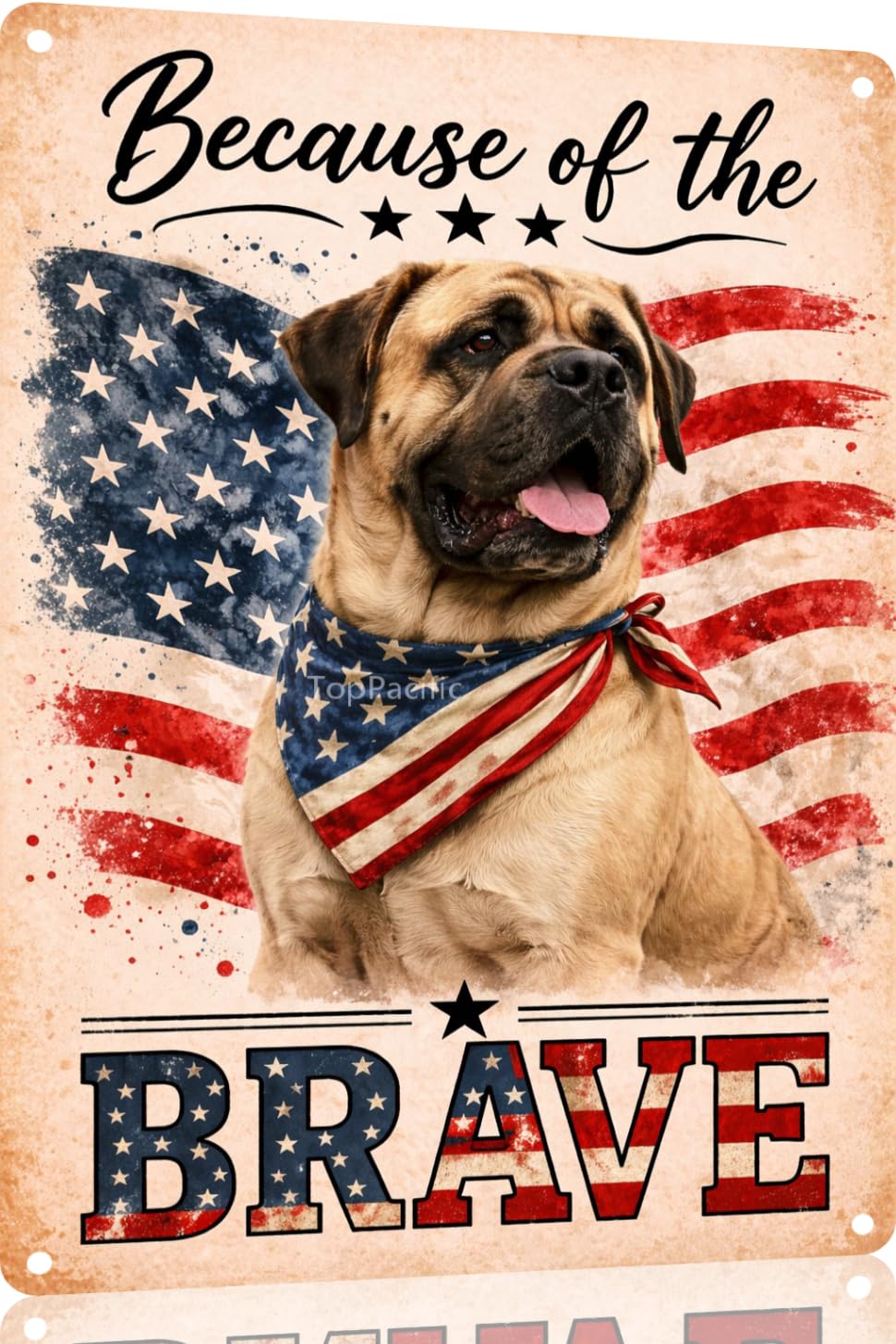 Patriotic Brittany-Spaniel Funny Tin Sign 12x8 Inch Vintage Metal Wall 4th of July Independence Day Art Retro Humor for Bathroom Kitchen Bedroom Room Home Gift Decoration(58978)
