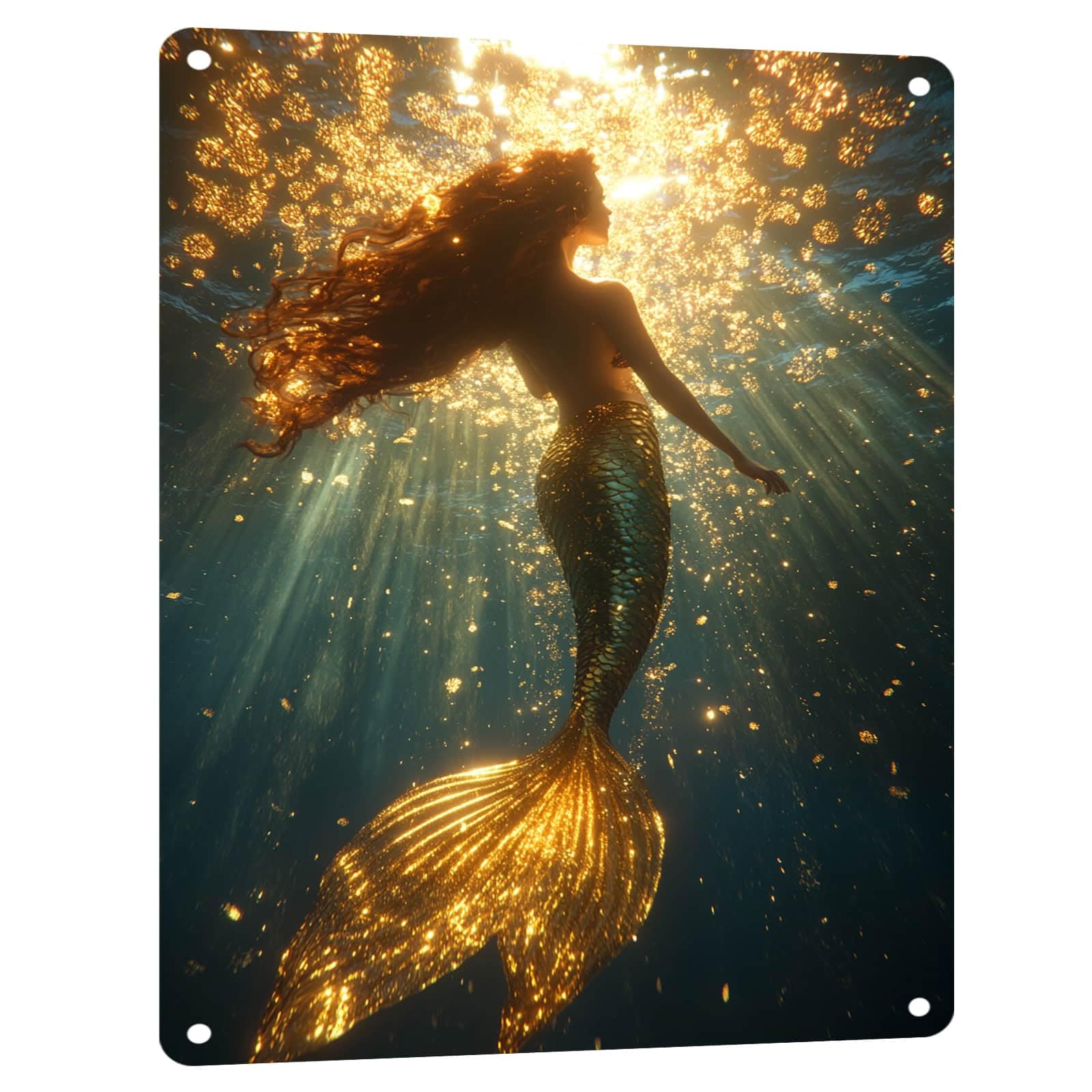 Mermaid Metal Tin Sign Vintage Mermaid Bathroom Decor Wall Art Rustic Funny Bathroom Sign for Home Restroom Washroom Decor 8x12 Inch