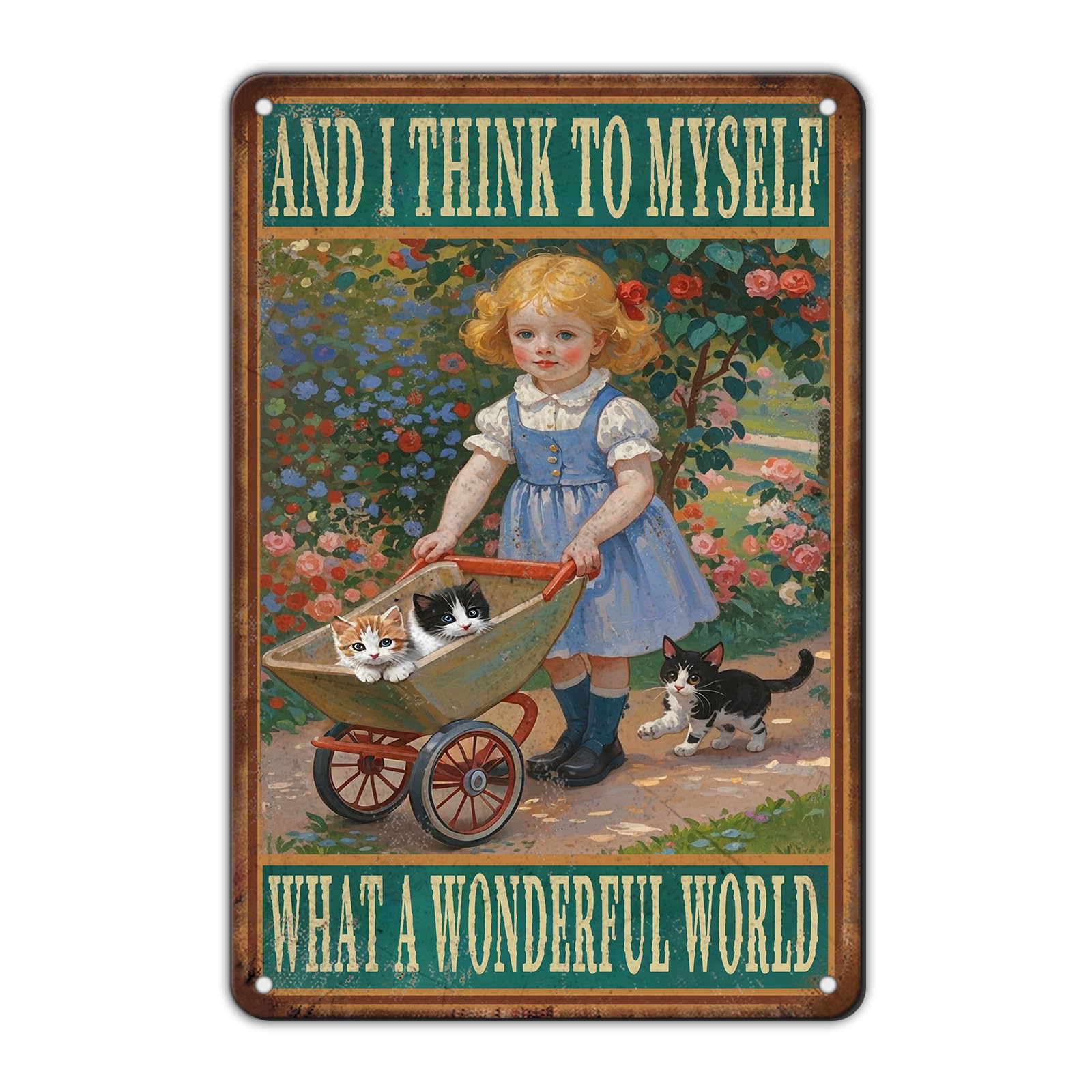 KIYOYO Vintage Tin Metal Sign Poster Grow Positive Thoughts Vintage Poster Flower Head Girl Poster Mental Health Poster Motivational Poster Emotions Poster Vintage Wall Home Decor 8x12 Inch