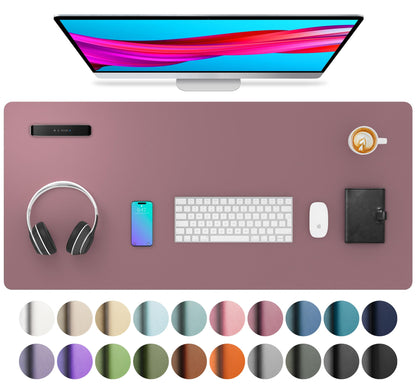 Aothia Non-Slip Waterproof PU Leather Desk Pad Protector for Mouse, Writing Desk, Office, Home, Laptop Blotter, 23.6" x 13.7", Black