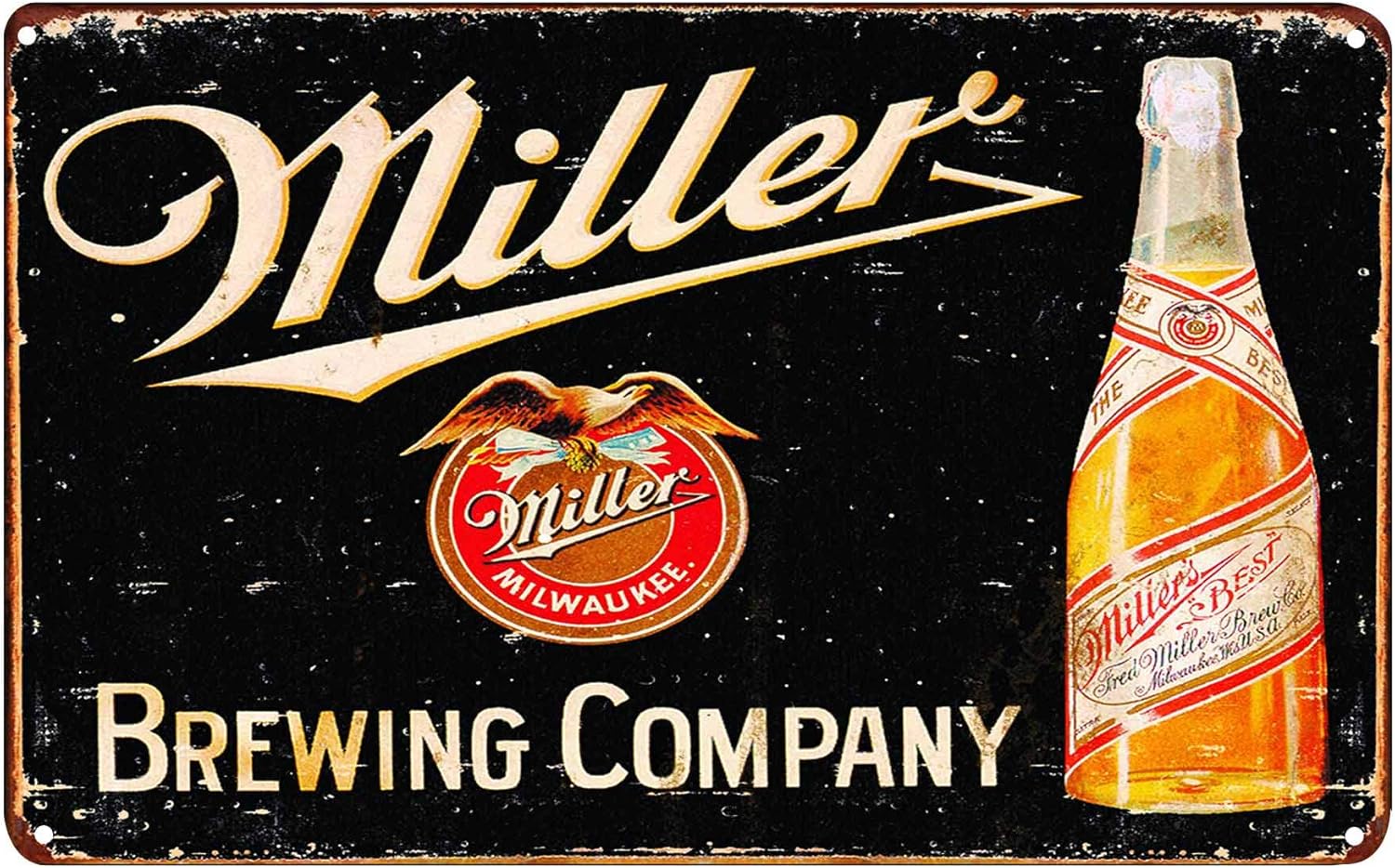Miller Brewing Beer Retro Vintage Bar Sign Decoration Gifts Bar Pub Garage Diner Cafe Home Wall Decor Art Poster 8X12Inch