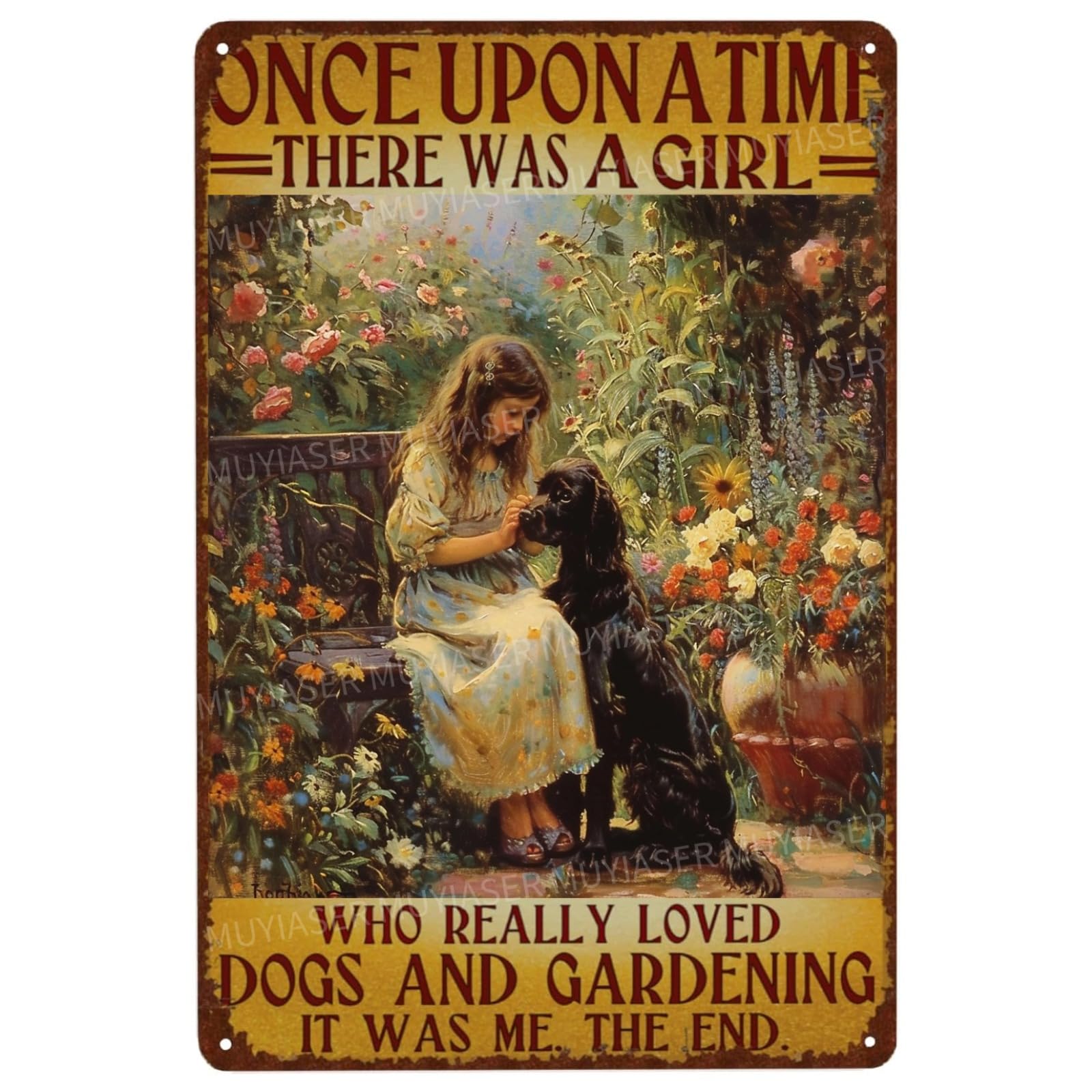 Metal Sign Easily Distracted By Cats & Garden Vintage Retro Aluminum Tin Sign for Garden, Kitchen, Office, Home, Bar, Cafe Decor 8x12 Inch