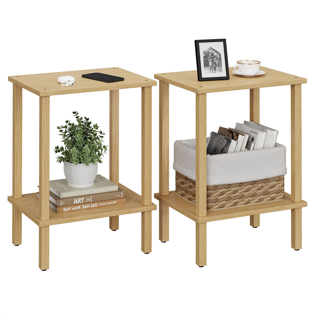TUTOTAK End Table, Set of 2, Side Table, Nightstand, 2-Tier Storage Shelf, Sofa Table for Small Space, Living Room, Bed Room TB01BK035