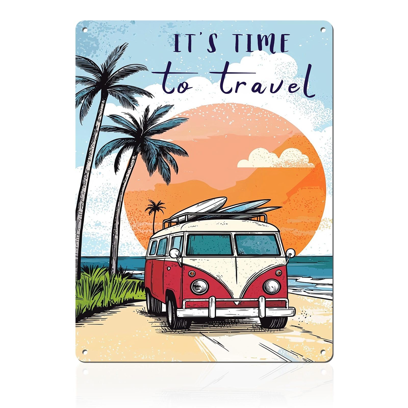 Retro Beach Metal Tin Sign Wall Art Vintage Surf Shack Decor The Beach Is Calling Coastal Home Bar Decor 8x12inch
